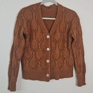 SHEIN Brown Knit Button-Front Cardigan | Women’s Size S